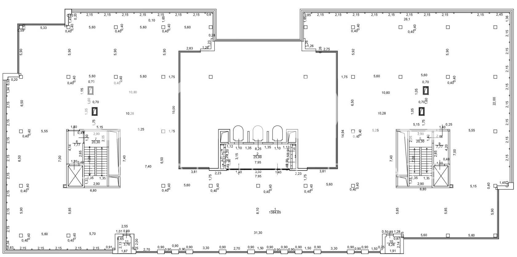 Планировка офиса 1477 м², 3 этаж, БЦ «TREND LINE»