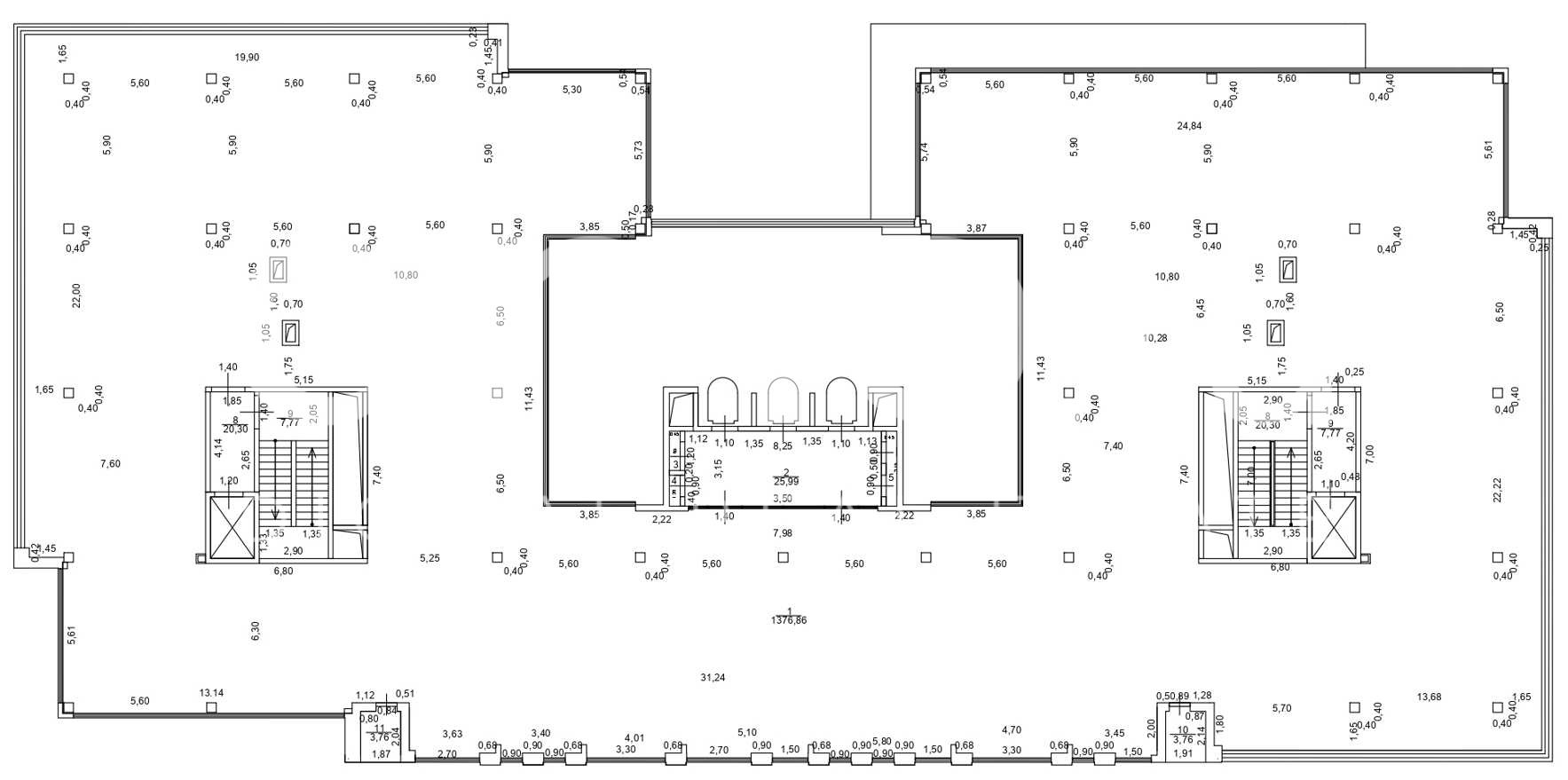 Планировка офиса 1376 м², 9 этаж, БЦ «TREND LINE»